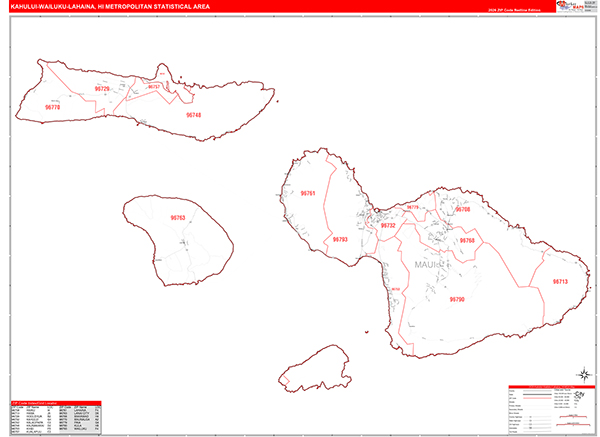 Kahului-Wailuku-Lahaina Metro Area Wall Map